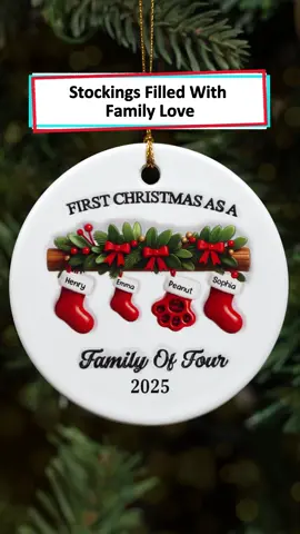 This ceramic ornament shines with holiday spirit, keeping family close in every memory 🎄💕 #wanderprints #personalized #gifts #christmas #giftforfamily