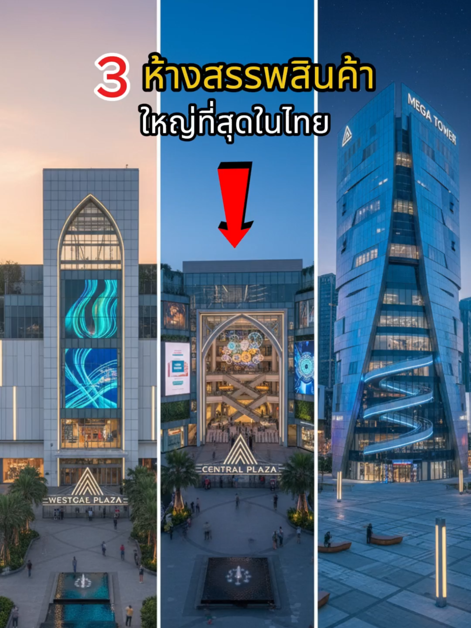 TOP 3 ห้างสรรพสินค้ายักษ์ใหญ่ที่สุดในไทย  จัดอันดับห้างสรรพสินค้าที่ใหญ่ที่สุดในไทยตามพื้นที่รวม (GFA) ดูเลยว่าห้างไหนใหญ่สุดที่คุณเคยไป! #ห้างที่ใหญ่ที่สุด #ห้างสรรพสินค้า #ช้อปปิ้ง #จัดอันดับ