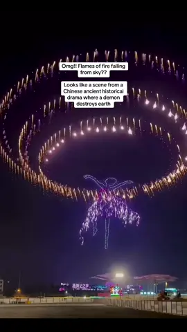 After a drone collides with fireworks such fire flames fell down in china. Very scary😱#fyp #foryoupage #firefall 