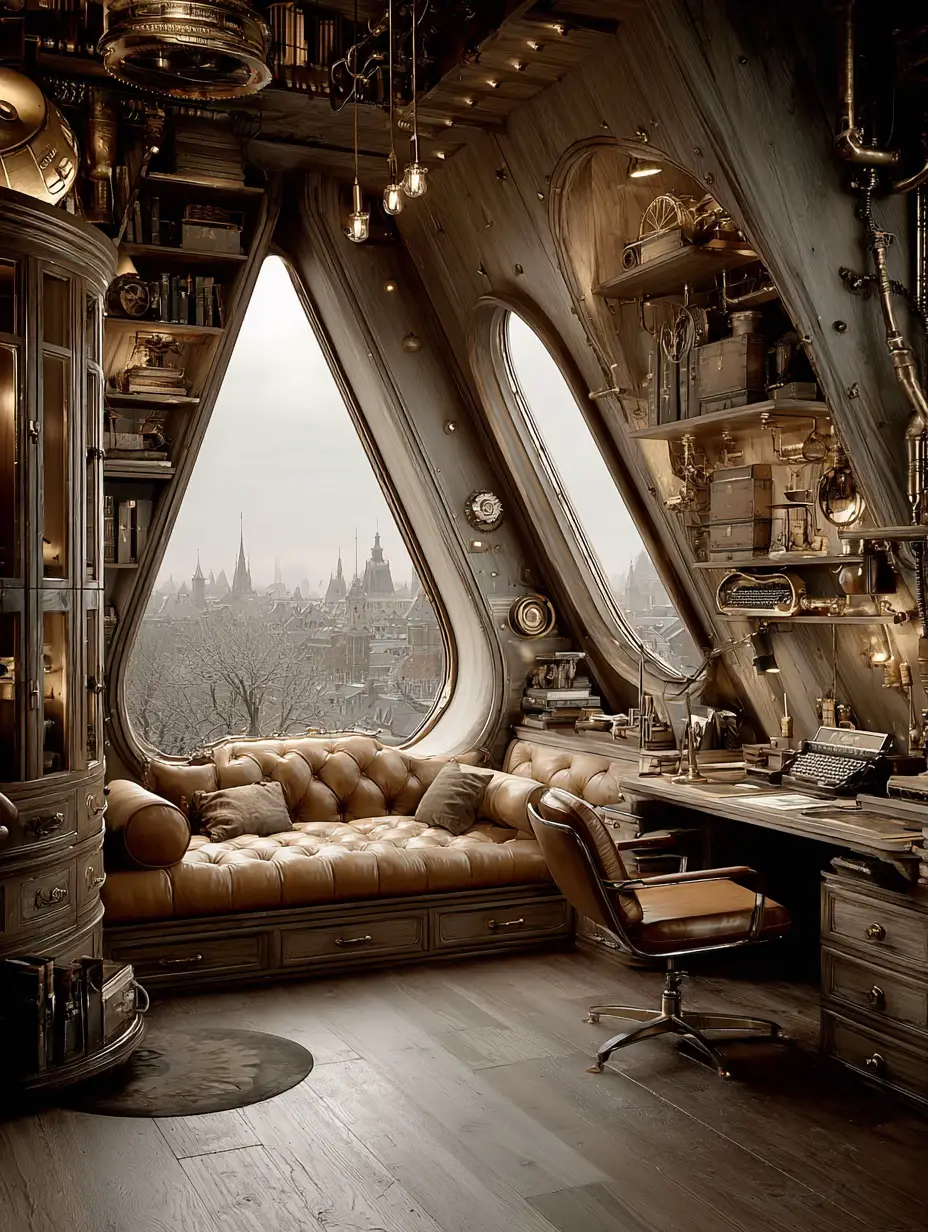 Step into the lives and homes of a steampunk society that advanced in a different way in this parallel fantasy. What movies and games are there with this style? 🤔🏙️ #steampunk #cybercity #nostalgia #futuristic #calmvibes 