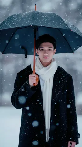 PT 10 | MORE PROMPTS? I GOT U. PROMPT: A cinematic style portrait of a young man standing in the center of the frame, holding a black umbrella with a wooden handle. His clothing consisted of a thick black wool coat and a soft white scarf wrapped around his neck, creating a striking contrast. The setting was a wintry scene with heavy snowfall: large snowflakes were clearly visible in the foreground, blending in with the softer hazy flakes that formed a bokeh effect. Snow gently fell onto umbrellas and coats. The composition is symmetrical, with a dark and blurred background that highlights the subject in the foreground. Soft natural light with cool tones enhances the calm and elegant atmosphere. The image is captured with a portrait lens, 85mm focal length and wide aperture to create a shallow depth of field. #fyp #snow #geminiaipro #story #photography 