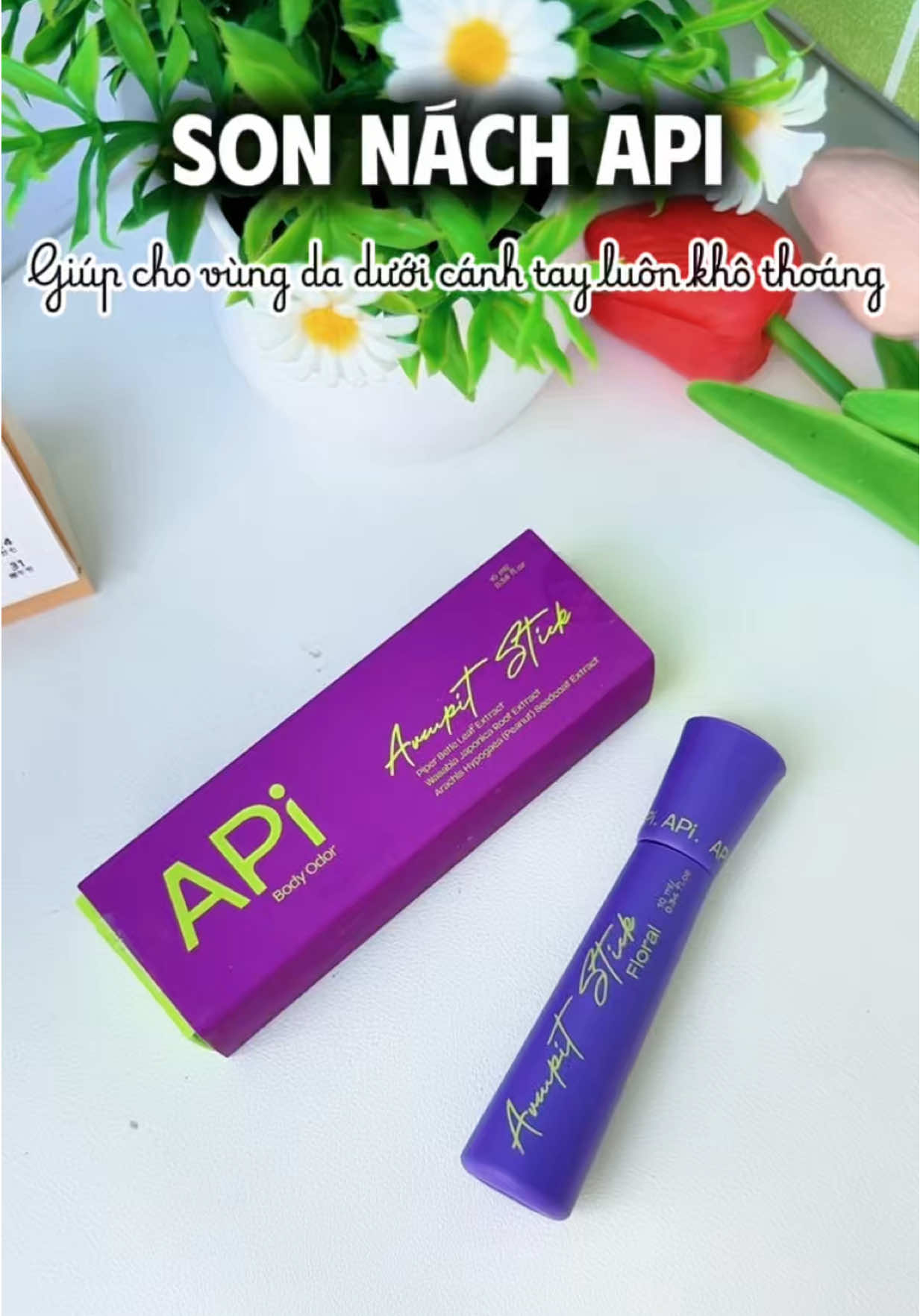 Son nách tím Api - giữ cho vùng da dưới cánh tay luôn khô thoáng  @Em Thuý gia dụng #emthuygiadung #sonnachapi #lankhumui #trihoinach 