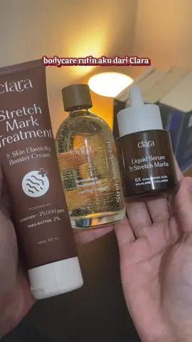 Percaya diri mulai dari kulit yang terawat. Rahasia aku? Rutin pake  Clara yang bener-bener bikin stretch mark aku memudar halus banget 🫶🏻