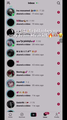 Yaa isla bilaabnaa only team steark🔥🫶🏽😭😂
