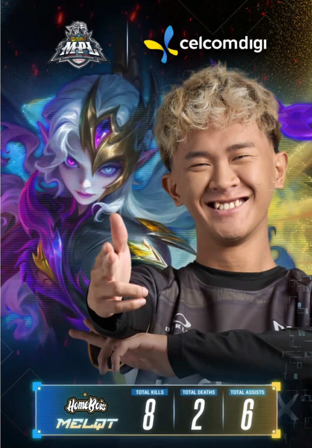 MVP Perlawanan 26: MELQT MELQT cipta impak besar dengan debut Obsidia! Dengan rekod 8/2/6 buktikan dia mampu kuasai hero baharu ini dengan penuh bergaya. Follow MPL MY untuk info lanjut dan perkembangan terkini. #PANTANGMENGALAH #INIGAYAKITA #MPLMYS16 #MLBB #TRONARESMY 