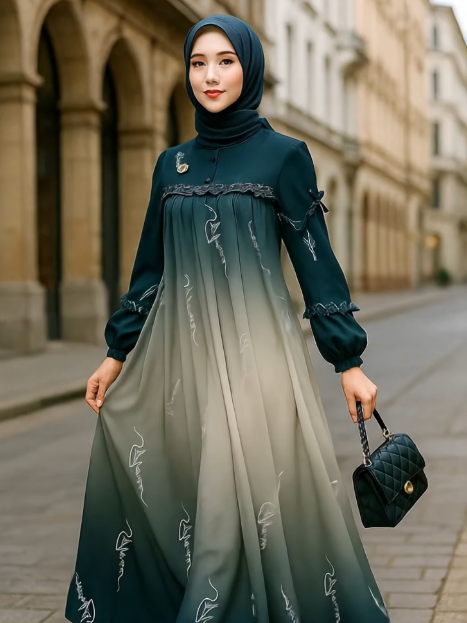 WIDYA Dres Payet Ceruty digital printing Gamis Lebaran Terbaru Simple Elegan 2025 Wanita Muslim #dress #dresspayet #gamislebaran #promo #fyp 