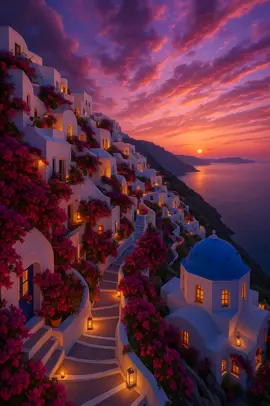 🌸 Santorini: the island that steals hearts at every sunset 💕🏝️  #foryou #santorini #greece #greekislands #sunset 
