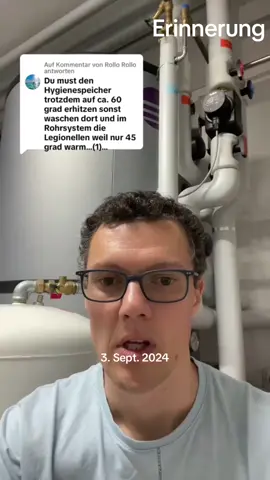 Muss ein Hygienespeicher regelmäßig wegen Legionellen Gefahr auf 60° aufgeheizt werden? Wie hygienisch sind hygienieSpeicher? Moderne Heizungen, in der Regel Wärmepumpen, haben niedrige Vorlauf Temperaturen und sind nicht mehr effizient wenn sie Wasser auf hohe Temperaturen heizen müssen. Deshalb arbeitet man oft mit zum Beispiel 45° warmen Warmwasser. Das hat auch den Vorteil, dass man sich nicht mehr am Wasserhahn verbrennen kann. #Heizung #Bau #Hygiene #Wasser #erinnerung 