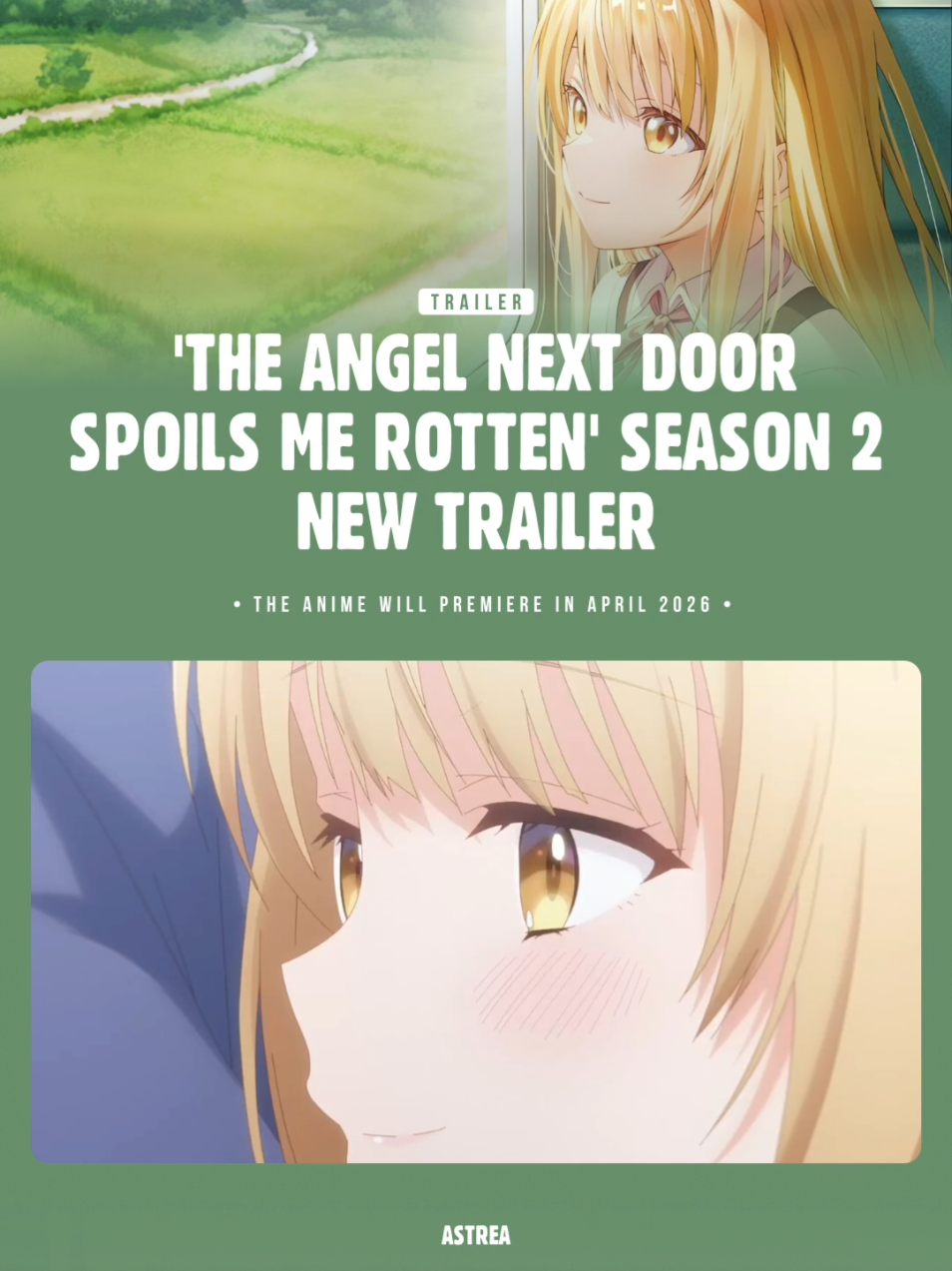 New Teaser for 'The Angel Next Door Spoils Me Rotten' Season 2. The anime will premiere in April 2026. #Anime | #tenshisama