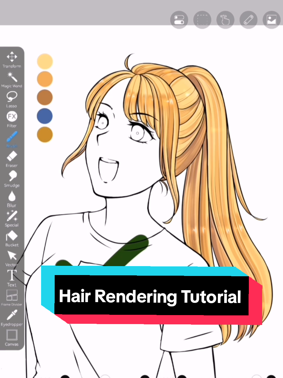 Membalas @shella_gishella24 yuk cobain tutorial rambut emas ibispaint #ibispaintx #tutorial 