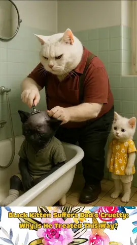 Black Kitten Suffers Dad’s Cruelty : Why Is He Treated This Way? #cutecats #funnycatshorts #catstories #ai #aifusic 