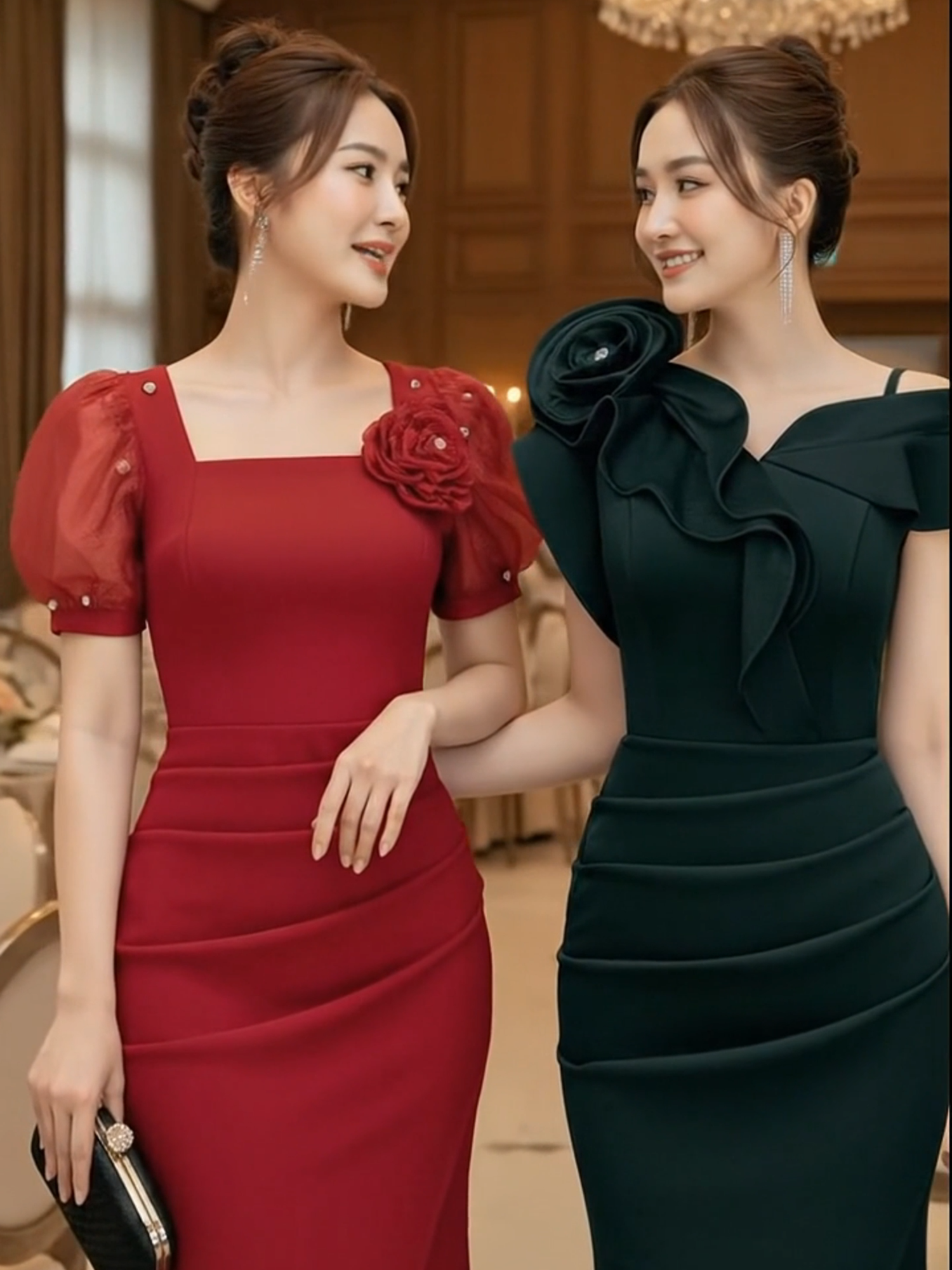 Thay vì tặng hoa, thì một chiếc đầm tinh tế cũng là một lời chúc yêu thương đến chị em phụ nữ #damdutiec #damthietke #damtrungnien #xuongmayphucloc