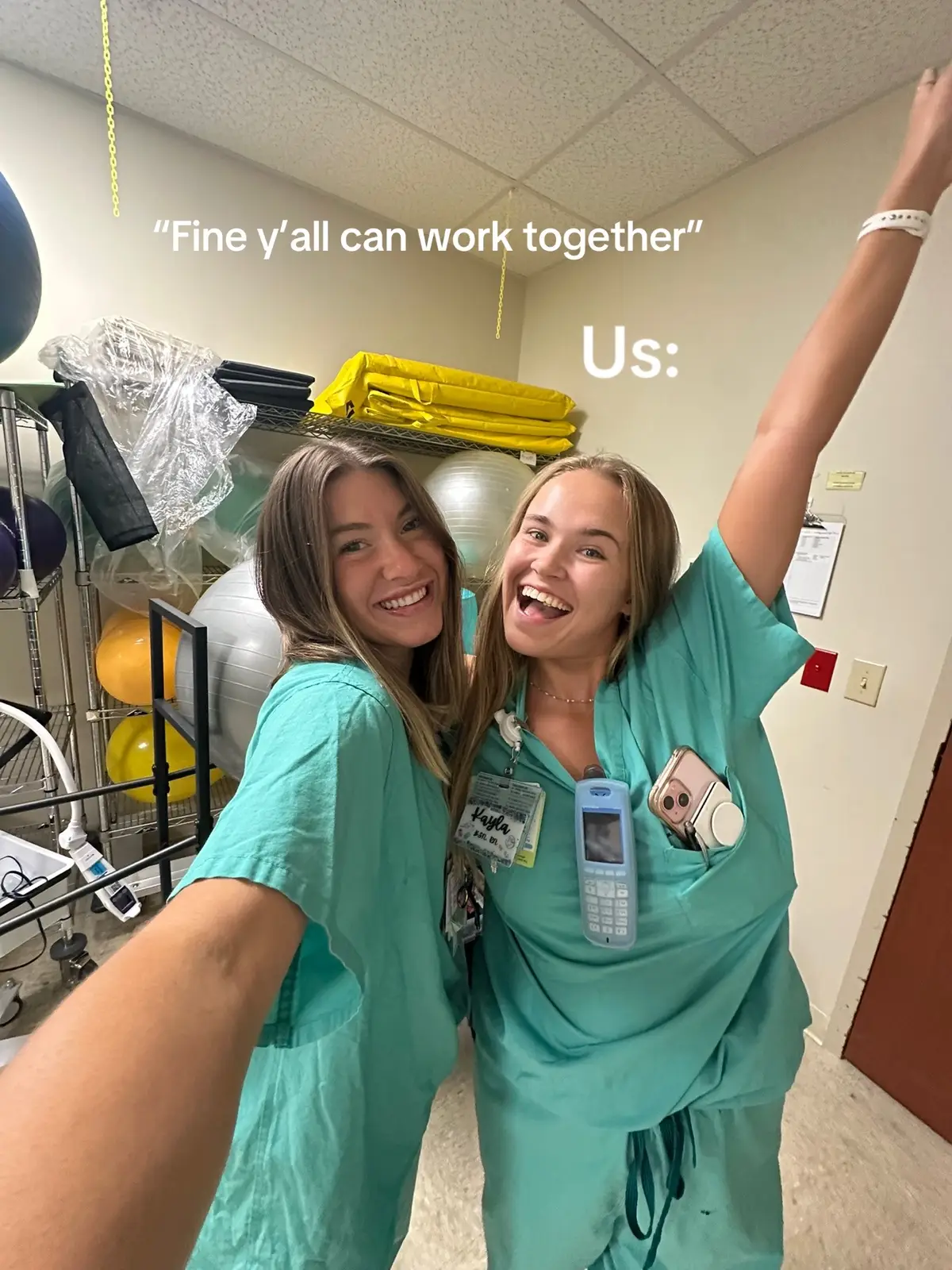 2 person job for everything 👯‍♀️ @Kayla (pics taken on our unpaid lunch break!) #laboranddelivery #registerednurse #laboranddeliverynurse