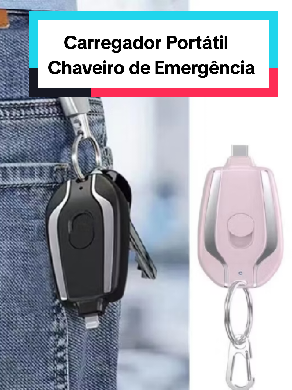 Carregador de Celular de emergência portátil chaveiro 1500 mah para iphone ou android 🔗Link nos comentários ou na Bio #carregador #powerbank #shopee #fyp #shopeebrasil 