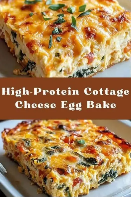 High-Protein Cottage Cheese Egg Bake Description: A deliciously savory, protein-packed breakfast that’s perfect for meal prep or a satisfying start to your day. This egg bake combines cottage cheese, eggs, spinach, and a cheesy topping, giving you the perfect balance of flavor and protein! Servings: 6 Prep Time: 10 minutes Cook Time: 30-35 minutes Total Time: 45 minutes Ingredients: 6 large eggs 1 cup cottage cheese (preferably full-fat for creaminess) 1 cup spinach (fresh or frozen, chopped) 1/2 cup diced tomatoes 1/2 cup shredded cheddar cheese (or cheese of choice) 1/4 cup chopped onion (optional) Salt and pepper to taste 1 tbsp olive oil (for greasing the pan) Fresh herbs for garnish (such as oregano or parsley) Instructions: Preheat Oven: Preheat your oven to 350°F (175°C). Grease a baking dish (about 9x9 inches) with olive oil or non-stick spray. Prepare the Egg Mixture: In a large bowl, crack the eggs and whisk until well-beaten. Add the cottage cheese, salt, and pepper. Mix until the ingredients are well combined. Add Vegetables and Cheese: Stir in the chopped spinach, diced tomatoes, and optional onions. Mix well. Pour the mixture into the prepared baking dish. Top with Cheese: Sprinkle shredded cheddar cheese (or your preferred cheese) evenly over the top of the egg mixture. Bake: Place the baking dish in the preheated oven and bake for 30-35 minutes, or until the center is set and the top is golden brown. Garnish and Serve: Remove from the oven, let it cool for a few minutes, then garnish with fresh herbs like oregano or parsley. Slice into squares and serve! Substitution Tips: Cheese: Use mozzarella, Monterey Jack, or any cheese you prefer. Vegetables: Swap spinach for kale, bell peppers, or zucchini for a different twist. Spices: Add a pinch of garlic powder, paprika, or crushed red pepper flakes for extra flavor. Variations: Add cooked bacon, sausage, or chicken for an even higher protein boost. For a dairy-free version, substitute cottage cheese with a dairy-free alternative. Serving Suggestions: Enjoy with a side of avocado for extra healthy fats. Pair with a light salad for a complete meal. Storage Info: Refrigerate: Store leftovers in an airtight container in the refrigerator for up to 4-5 days. Reheat: Reheat individual portions in the microwave or in a low-temperature oven (around 250°F) until warm. #healthylifestyle #ketofriendly #LowCarbDelight #HealthyTreats #HealthyEating  Credit to High protein simple Recipes 💋🥰