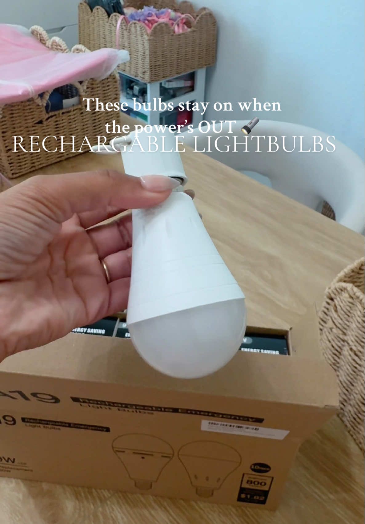Never be left in the dark again 💡 These rechargeable emergency bulbs automatically turn on when the power goes out — no flashlight needed! They screw in like a normal bulb, last for hours, and even come with portable hooks for camping or storm prep ⚡️ #lightbulb #emergencykit #poweroutage #sos #homefinds 