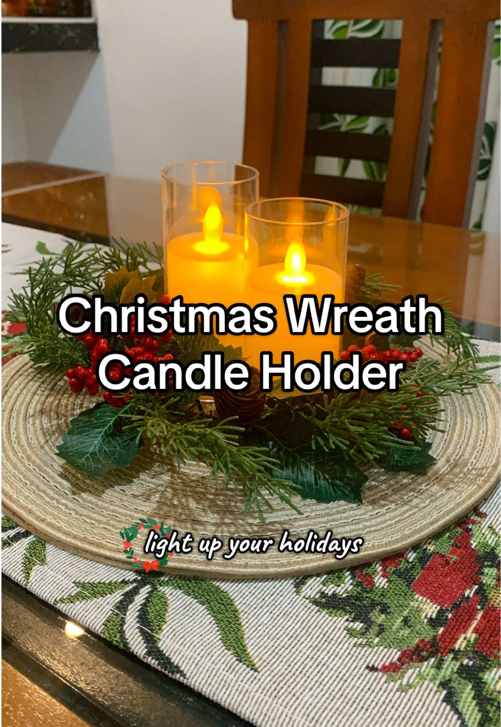 Make your Christmas table shine ✨ Ang ganda nya pangdecor sa may center table at dining area #candleholder #christmasdecor #christmascandleholder #candlewreath 