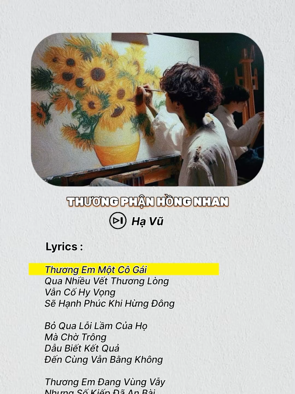 “Một lần thôi… xin vay chút nắng mai để sưởi ấm trái tim tàn phai 🌅” #thuongphanhongnhan #havu #lyrics #nhachaymoingay 