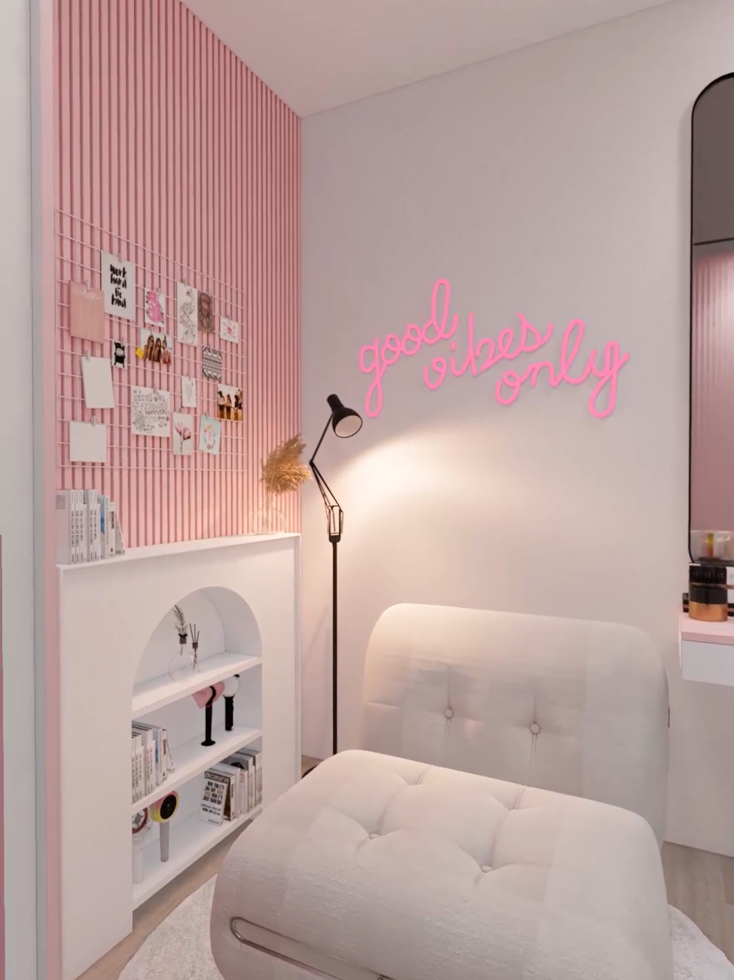 kamar cewek 2,5 x 3,5 meter, ada area buat ngegalaunya #bedroom 