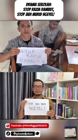 Drama Sekolah: Stop Razia Rambut, Stop Jadi Murid Ngeyel! 🤣 💸 Bantu channel ini tetap hidup, biar admin bisa beli sisir buat razia rambut juga 🤣. Bisa sawer lewat link bio atau langsung di sini: 👉 https://saweria.co/sylvesterdjokers --- 🎥 Fakta Perkembangan Terbaru: Fenomena razia rambut di sekolah kembali viral setelah ada protes dari murid yang menolak aturan cukur rambut. Guru pun membalas dengan pesan tegas namun tetap bijak: disiplin adalah bagian dari tanggung jawab pelajar. 📌 Referensi valid: Diskusi viral di X: https://x.com/somexthread/status/1974442955122540777?t=AtH7eNWa-nC2cV0EJvBRxg&s=19 Artikel tentang aturan razia rambut dan pro-kontranya: https://www.kompas.com/edu/read/2022/08/15/070000171/razia-rambut-di-sekolah-perlu-atau-tidak Liputan serupa tentang aturan sekolah: https://www.detik.com/edu/edutainment/d-7301923/viral-razia-rambut-di-sekolah-ini-kata-pakar --- ✨ Intinya: murid merasa hak pribadinya terganggu, guru mengingatkan soal disiplin. Debat ini bikin netizen ngakak tapi juga mikir: rambut boleh panjang, tapi tanggung jawab jangan kendor. --- 📌 Hashtag #fyp #viral #muridvsguru #raziarambut #anaksekolah 