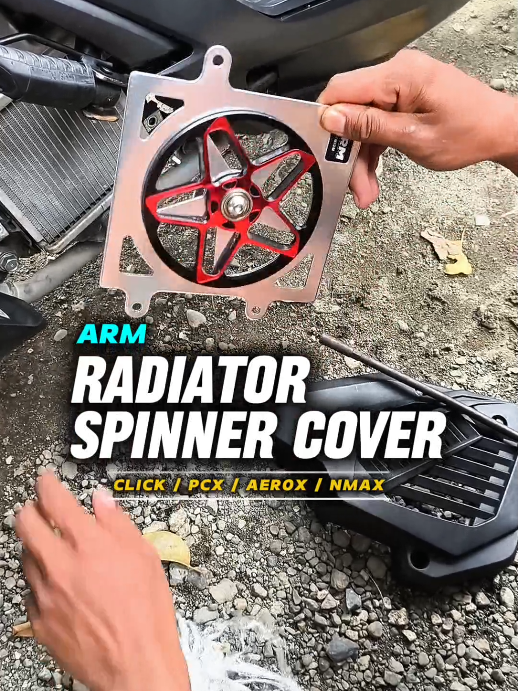 🔥#ARM RADITOR SPINNER COVER💯✅ Click, Pcx, Aerox, Nmax #motorshow #coverradiatorspinner #indoconcept #streetbike 