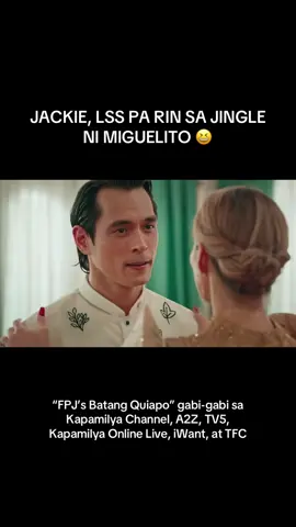 Bet na bet pa rin ni Jackie (#AngelAquino) ang nakaka-LSS na kanta ni Miguelito (#JakeCuenca) lalo na at nanalo ito bilang bagong Mayor ng Maynila. Tutukan ang #FPJsBatangQuiapo gabi-gabi ng 8 PM sa Kapamilya Channel, A2Z, TV5, Kapamilya Online Live, iWant, at TFC.