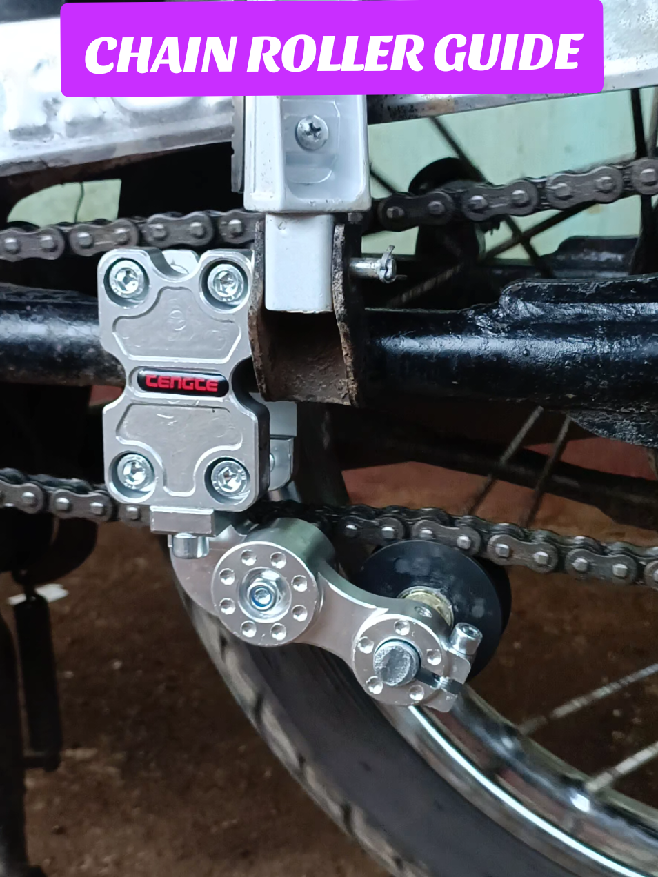 Chain roller guide universal, cnc alloy for motorcycle & tricycle. #chainroller #chaintensioner #motorcycleaccessories #tricycle 