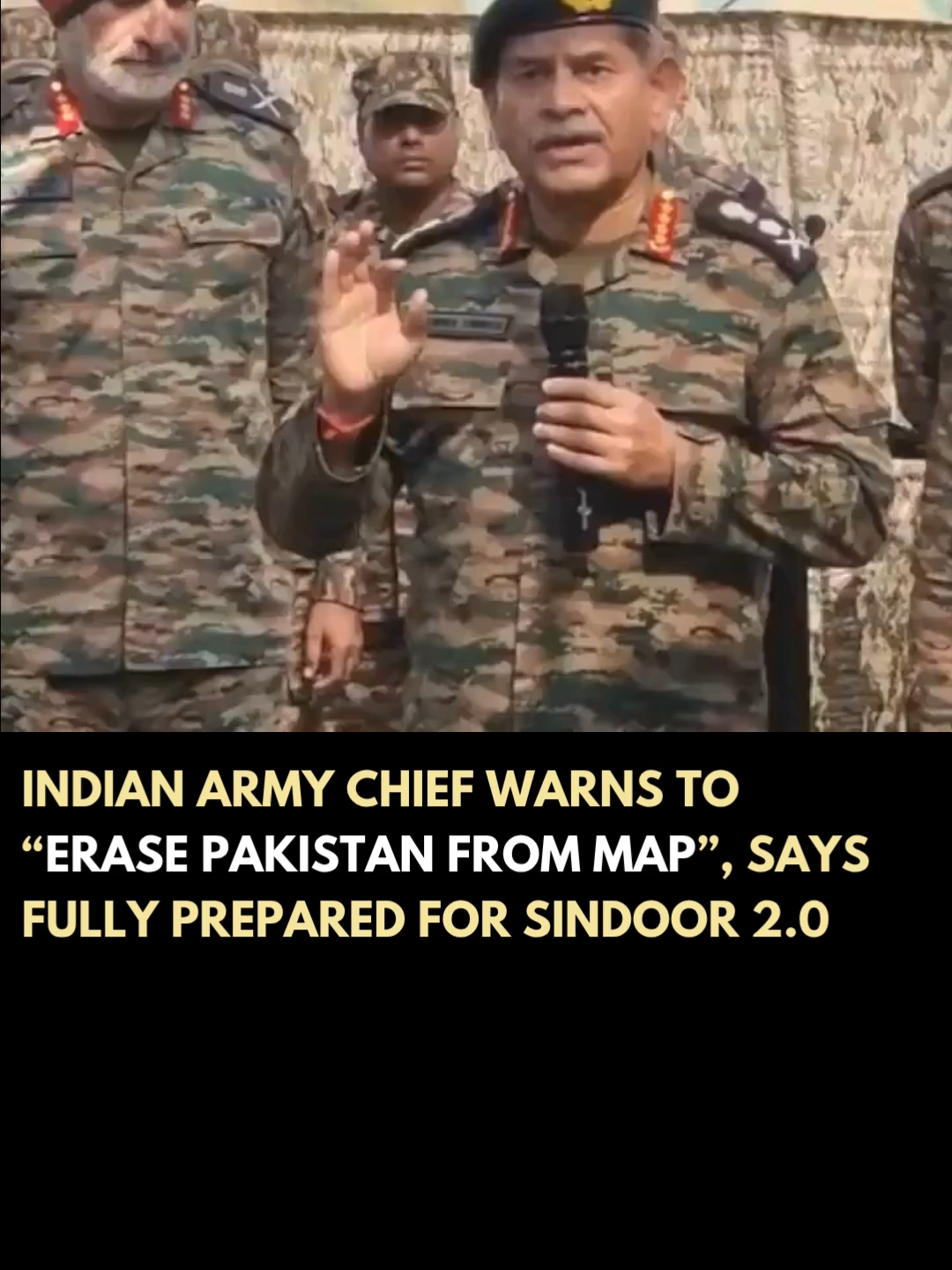 Indian Army Chief W@rns of ‘Operat!on Sindoor 2.0, Says India Fully Prepared India’s Army Chief w@rned that the country is fully prepared for a follow-up to Oper@tion Sindoor, saying any action this time would c0mpel Pakistan to reconsider its position on the map.  Video Courtesy: Social Media Viral Videos (contact if credit required) #India #Pakistan #operationsindoor #indiapakistan #defense #southasia #security #pakarmy #indianarmy