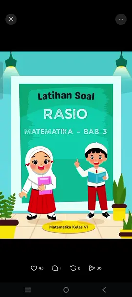 Latihan Bab Rasio Kelas VI. 20 Pilihan Ganda, 5 Uraian. Silahkan yang mau pakai atau ATM soalnya 🥰 Mapel lain cek bio ya 😍 #sekolahdasar #kelas6 #latihansoal  #matematika #rasio 