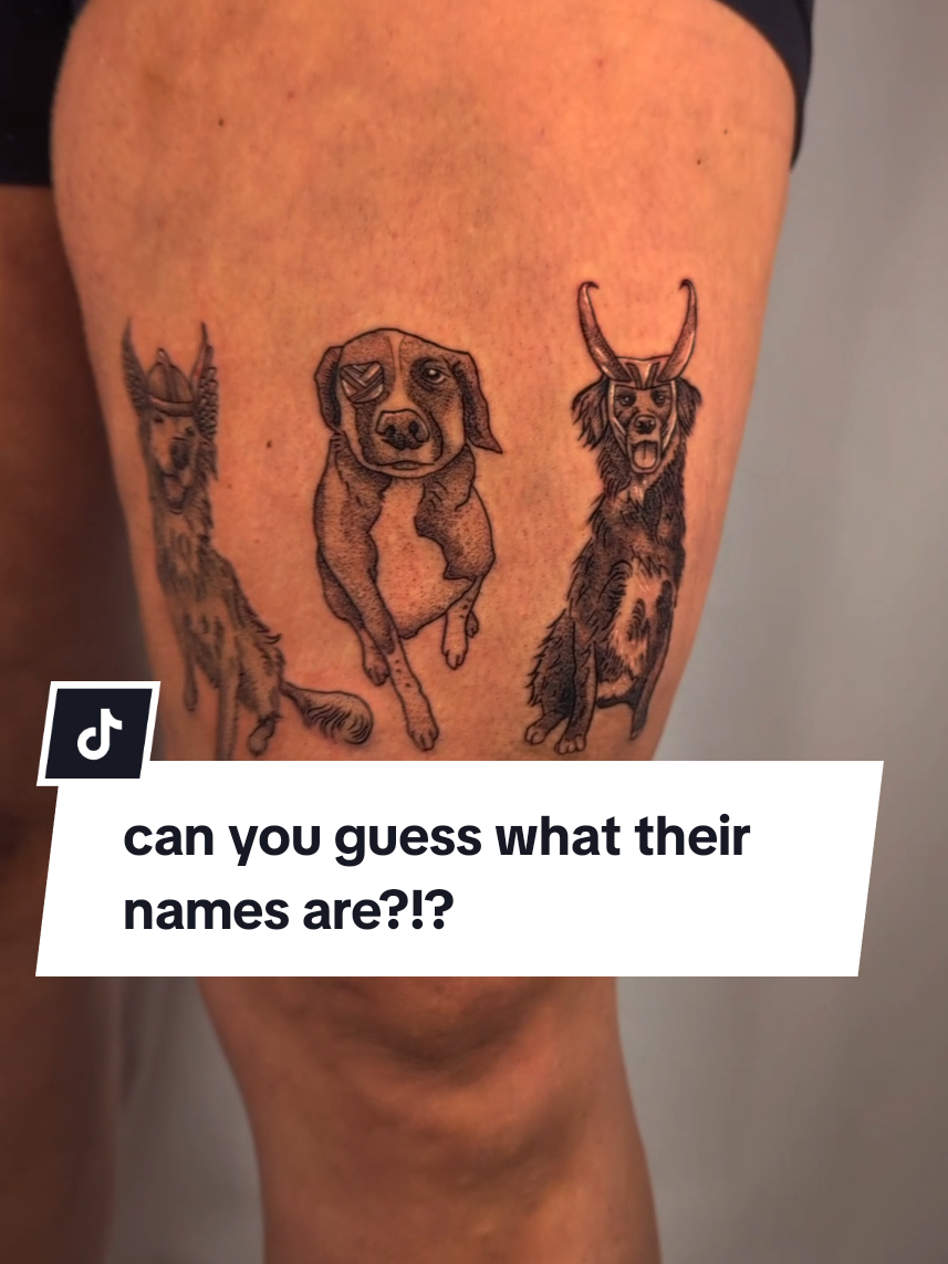 can you guess their names? this is a custom tattoo of some fur babies I did. if you want a tattoo by me, go ahead and fill out the Google form in my bio. be aware of fake accounts! #tattooartistlife #dogportrait #southerngirl #lousianatattooartist 