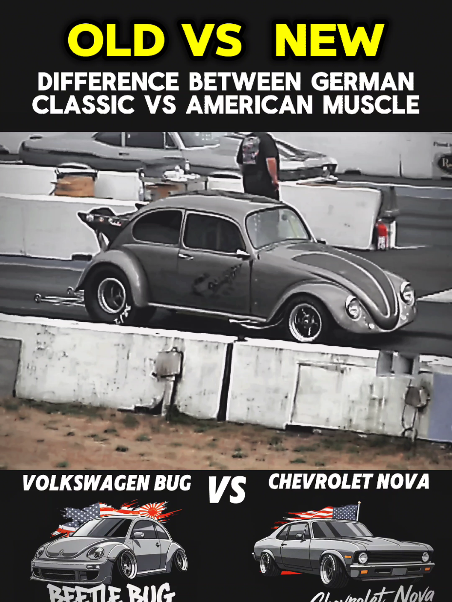 Old school vs new school dragrace #german #american #muscle #race #sports 