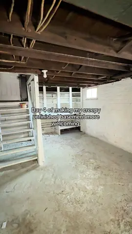 Day 4 of making my creepy basement more welcoming. #creepybasement #basementrenovation #basementremodel 