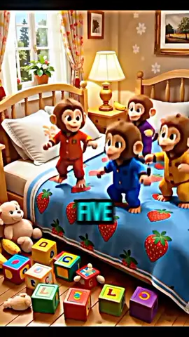 Five Little Monkeys Jumping On Bed #kids #shorts 