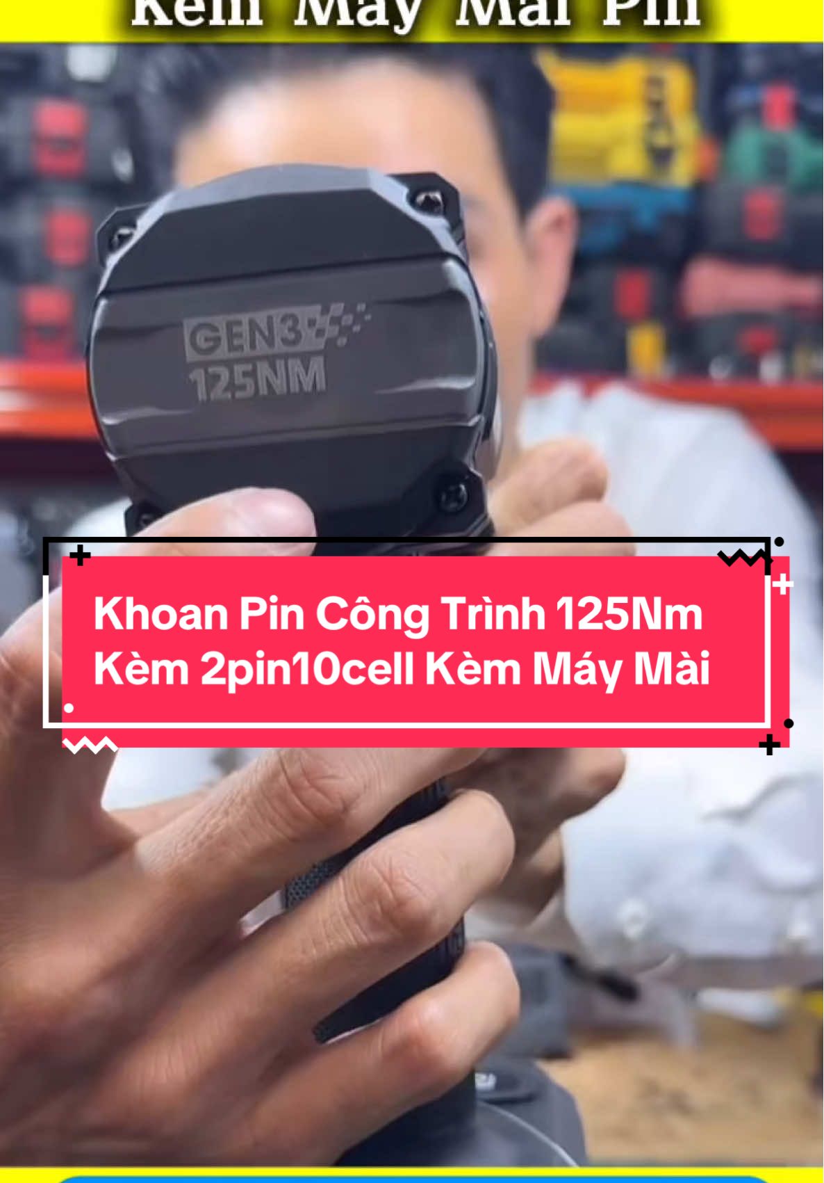 Máy khoan pin công trình 125Nm 3cấp chỉnh lực kèm 2pin10cell #maykhoanpin #maykhoan #khoanpin #quocdung #xuhuong 