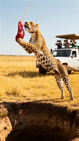 IQ Battle: Humans easily outsmart a leopard with just a fishing rod.