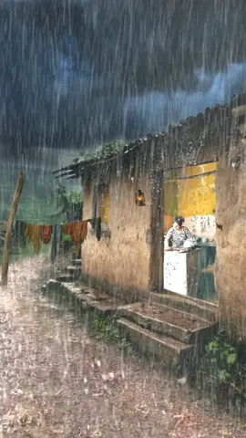 Muddy street, Soft Thunder – Where Silence Lives 🛖⛈️ #AIGenerated #fyp#viral#trending#foryou  AI generated, Entertainment purpose only no harm.