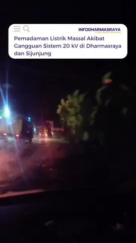 PLN menginformasikan adanya gangguan pada sistem jaringan 20 kV yang disebabkan angin kencang dan pohon tumbang mengenai tiang listrik di daerah Kamang Baru, Sijunjung. Akibat gangguan tersebut, aliran listrik di sejumlah wilayah di Dharmasraya dan Sijunjung terdampak pemadaman. Wilayah yang terdampak antara lain: Kiliranjao, Takuang, Sungai Tambang, Batang Kering, Sungai Tenang, Timpeh 3–7, Sungai Betung, Pulau Punjung, Kantor Bupati, Kampung Surau, Silago, Sungai Dareh, Aur Jaya, Sungai Duo, Koto Padang, Sialang Gaung, dan sekitarnya. PLN menyampaikan permohonan maaf atas ketidaknyamanan yang ditimbulkan serta berterima kasih atas perhatian dan kerjasama masyarakat. #infodharmasraya #dharmasraya #sijunjung 