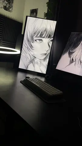 Dark vibes set 🥀… #setup #techtok #blacksetup #workstation 