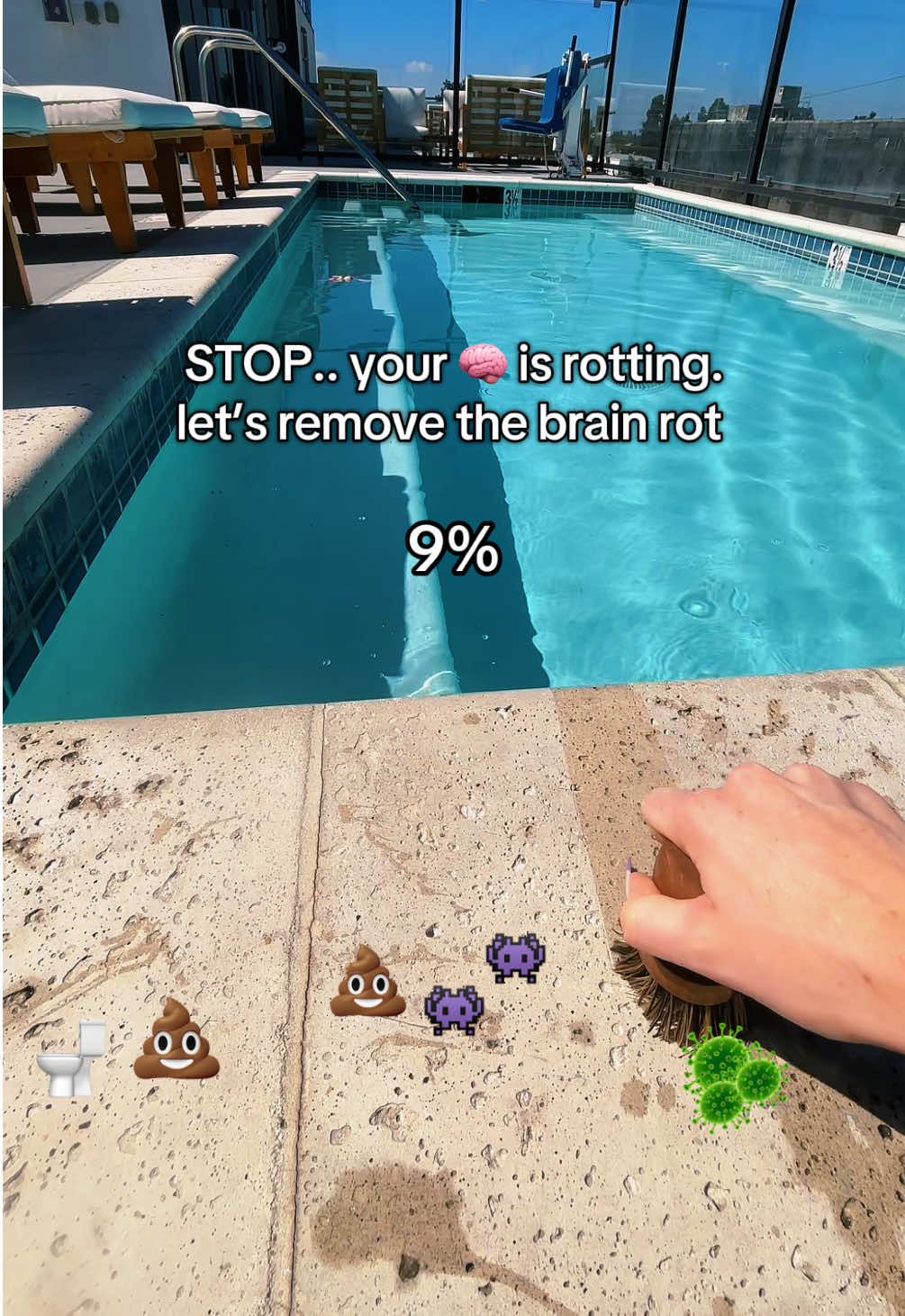 removing your brain rot asmr at the pool 🧠🚽 cleaning your brain by painting until the entire screen is wet, tapping and scratching noises with long nail scratches and brushing #asmr #oddlysatisfyingvideo #cleaningasmr #fyp #lofiasmr 