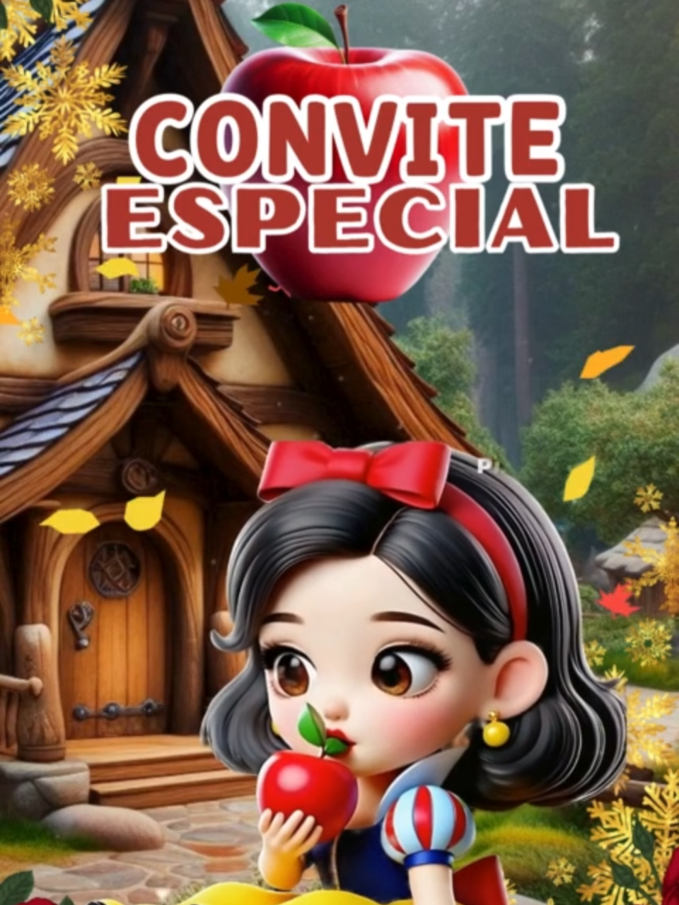 ✨🍎 Entre no mundo mágico da Branca de Neve! 🍎✨ Convide seus convidados de forma especial com este convite animado encantador, cheio de cores, magia e detalhes do conto de fadas. 👑 Tema: Branca de Neve 🎉 Ideal para: Aniversários, festas infantis, eventos temáticos 📲 Envie digitalmente para todos os convidados com praticidade e estilo! #ConviteAnimado #ConviteDigital #ConviteBrancaDeNeve #FestaInfantil #AniversarioMagico #TemaBrancaDeNeve #ConviteEncantado #ConvitePersonalizado #FestaDePrincesa #ConviteOnline #ConviteAnimadoInfantil #ConviteTematico
