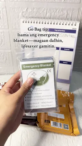 Prepare your GO BAG now!      Isama ang emergency blanket—magaan dalhin, lifesaver gamitin. #gobagessentials #gobag #emergencyblanket 