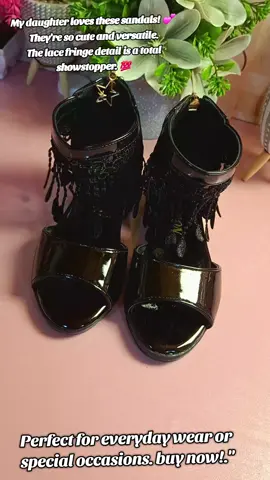 Girls Black Lace Fringe Gladiator Sandals Kids Fashion Summer  #KidsFashion #Sandals #SummerStyle #GirlsShoes #GladiatorSandals LaceFringe KidsStyle FashionShoes