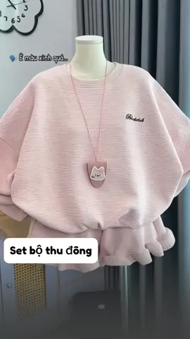 Sét Bộ Thêu Chữ Kèm Quần Đùi Phồng chất nỉ bông #setbo #bodonu #xuhuongtiktok #thoitrangnu 