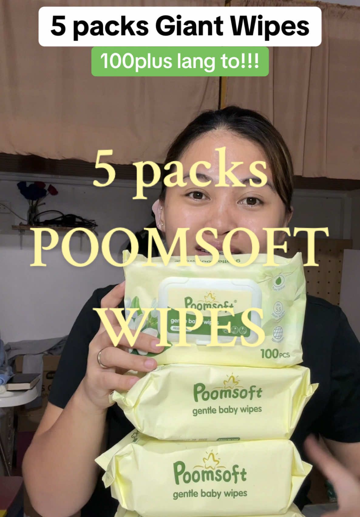 Grabe guys sobrang mura 100plus lang 5 packs wipes na #poomsoft #babywipes #poomsoftwipes #tiktokshop  #creatorsearchinsights 