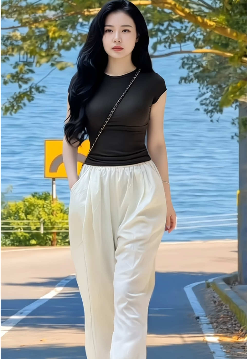 Set Bộ Nữ áo Thun zip cộc tay mix quần ống suông có dây rút #xuhuong #viral #trending #setbo #setboxinh 