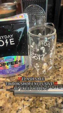 Mushroom Coffee, Glass Cup, and Frother ✨ Great sale today for a limited time only! #everydaydose #falldealsforyou #tiktokshopexclusive #mushroomcoffee #coffeetok 