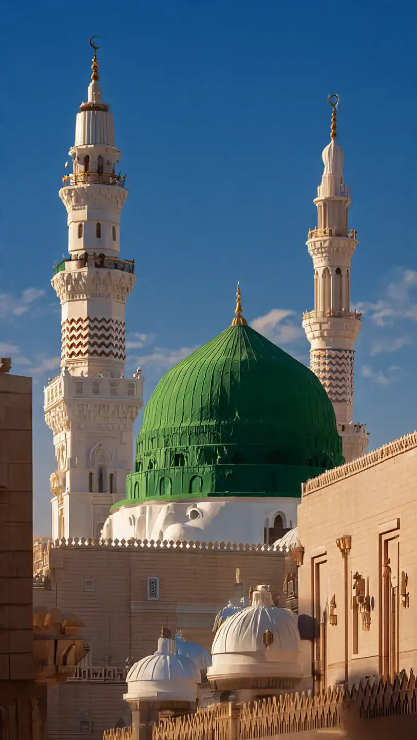 madinah munawra Madinah, the City of the Prophet, shines bright A beacon of faith, where Islam's history takes flight The Masjid an-Nabawi, a mosque of grandeur and might Where the Prophet Muhammad's tomb is a sacred sight The city's streets are lined with date palms, green and tall A tranquil oasis, where faith and peace enthrall Madinah's rich history and heritage are palpable and realMadinah's rich history and heritage are palpable and real A place where Muslims from all over the world come to feel The city's warm hospitality and welcoming smile Make it a place of pilgrimage, worth traveling a long while #plztiktokteamdontunderviewmyvideos #foryoupage 