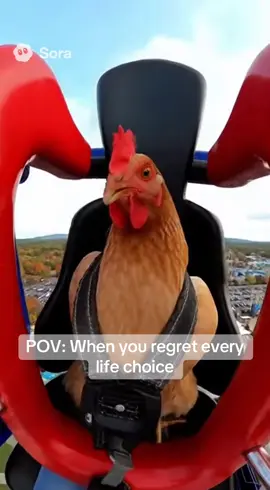 Who let this chicken on the drop tower?! 😂 I can’t stop replaying this—wings vs gravity is undefeated 🐓 #ChickenPOV #DropTower #FunnyVideo #ViralComedy #foryou 