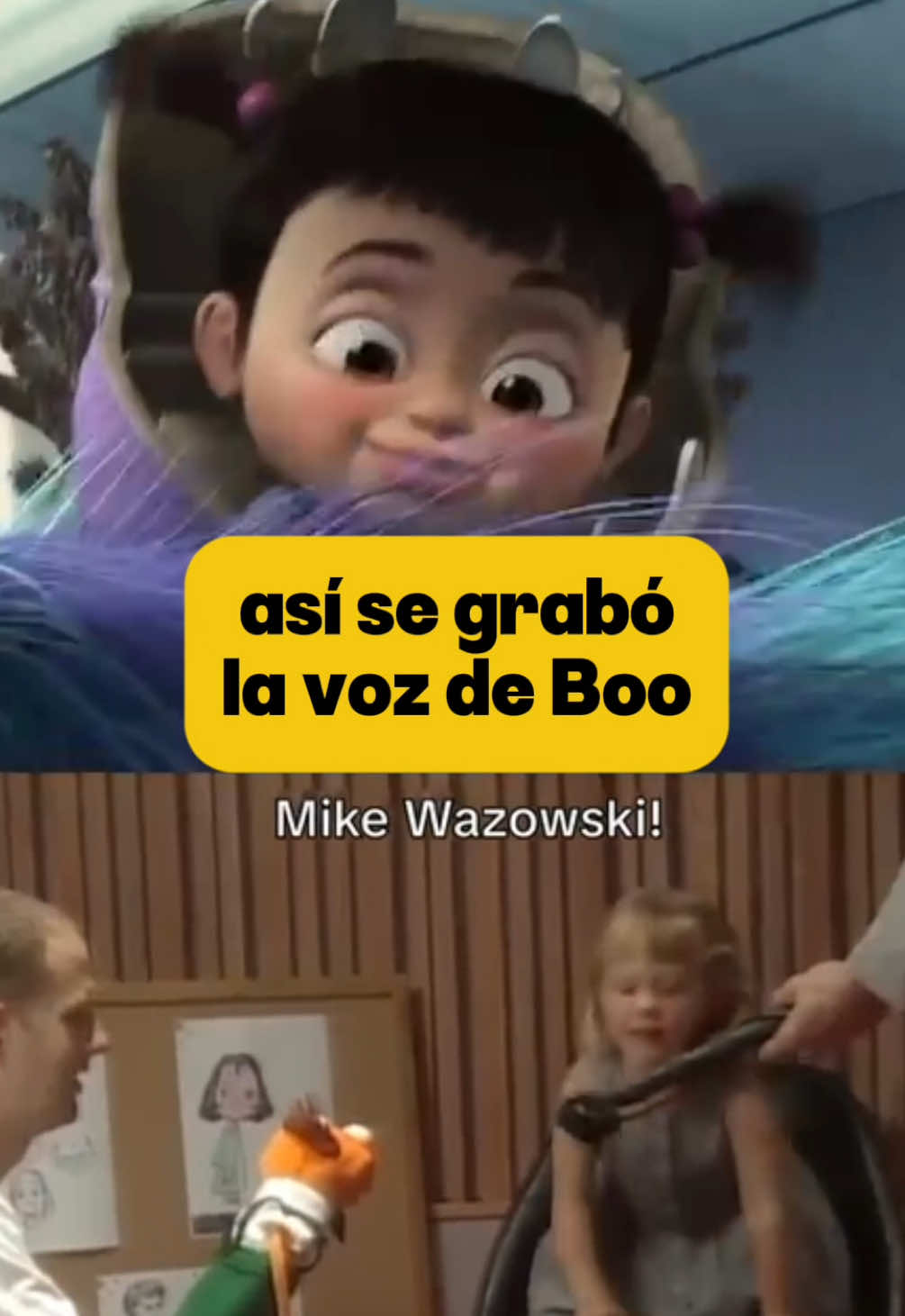 Qué adorable 🥹 Así se grabó la voz en inglés de Boo en #MonstersInc 💜 #peliculas #disneypixar #peliculasanimadas