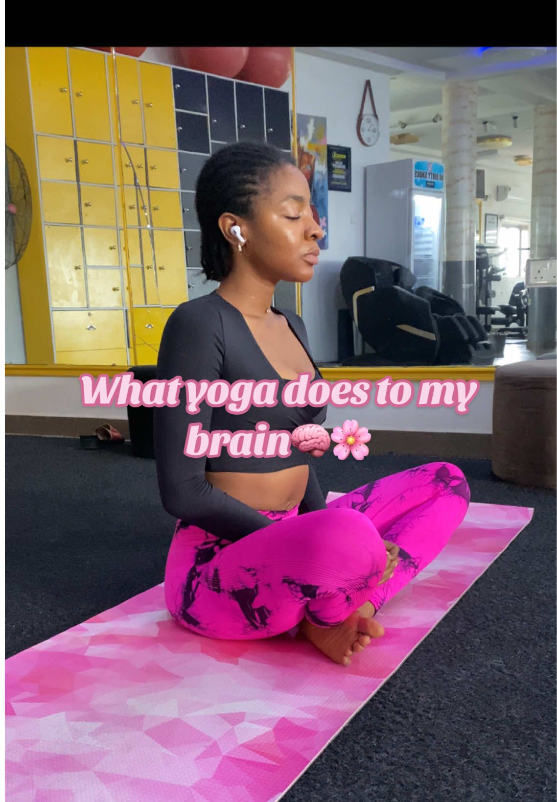 In gym , mat laid out, earpods on = Mental Peace and Quiet. #yoga #yogagirl #gym #gymvlog #yogaflow @satochi Gadget Nigeria 